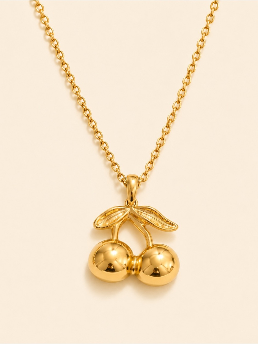 Cute Gold Cherry Pendant Necklace